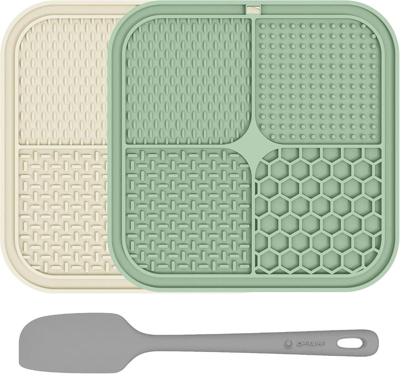 ChefAide 2 Pack Lick Mat for Dogs,Cats,Upgraded 8.5×8.5 inches Licking Mats with Suction Cups,Slow Feeder Licking Pad for Anxiety Relief and Boredom Reducer,Suitable for Dog Training Set 6 - Image 1